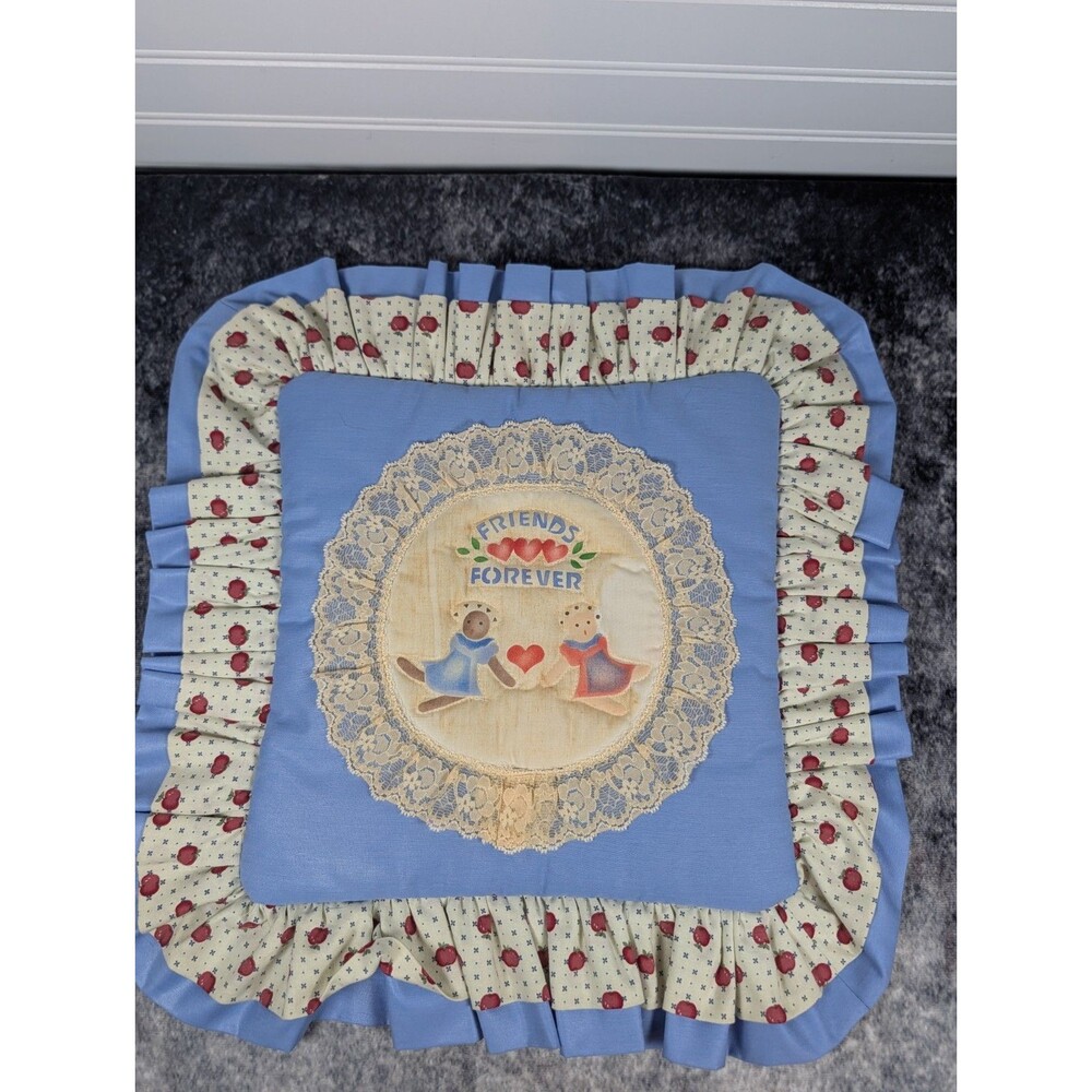Vtg Hand Quilted 10" Apple Friends 4ever Case Cottagecore Grannycore ShabbyChic